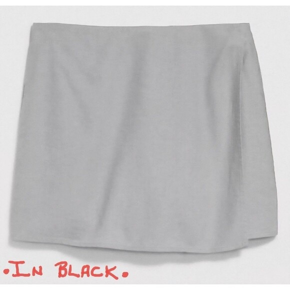 Old Navy Linen Blend Wrap Mini Skort Black Jack Size XL High Waist 4" Inseam - Picture 10 of 10